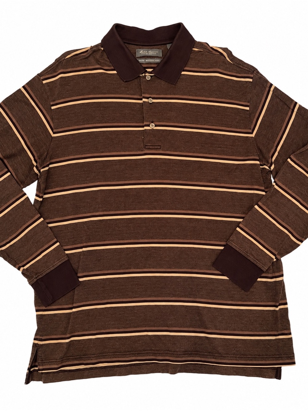 Daniel Cremieux Signature Collection Men's Striped Long Sleeve Polo L Cotton